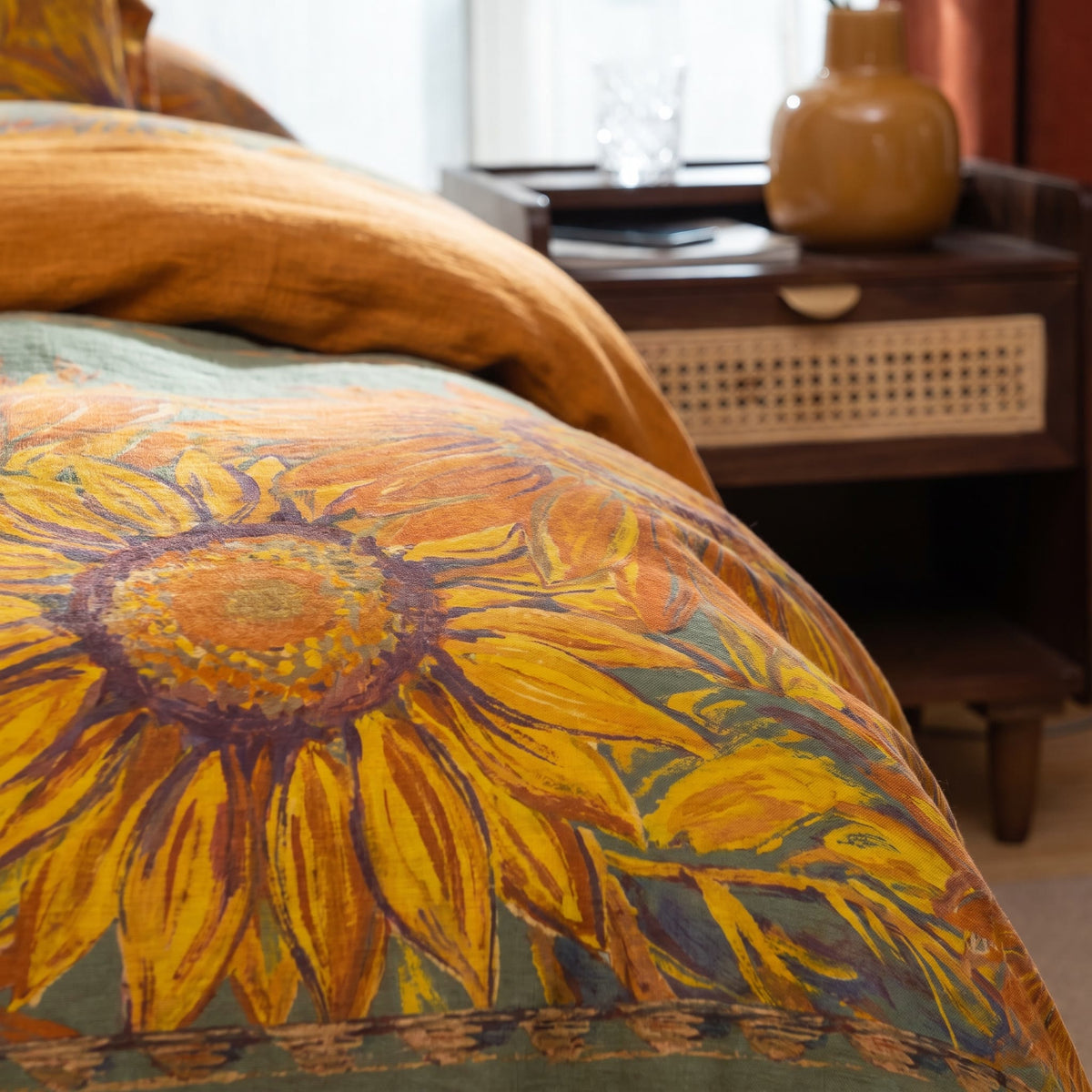 Vintage Sonnenblumen-Bettwäsche-Set aus Baumwollgaze - image 6