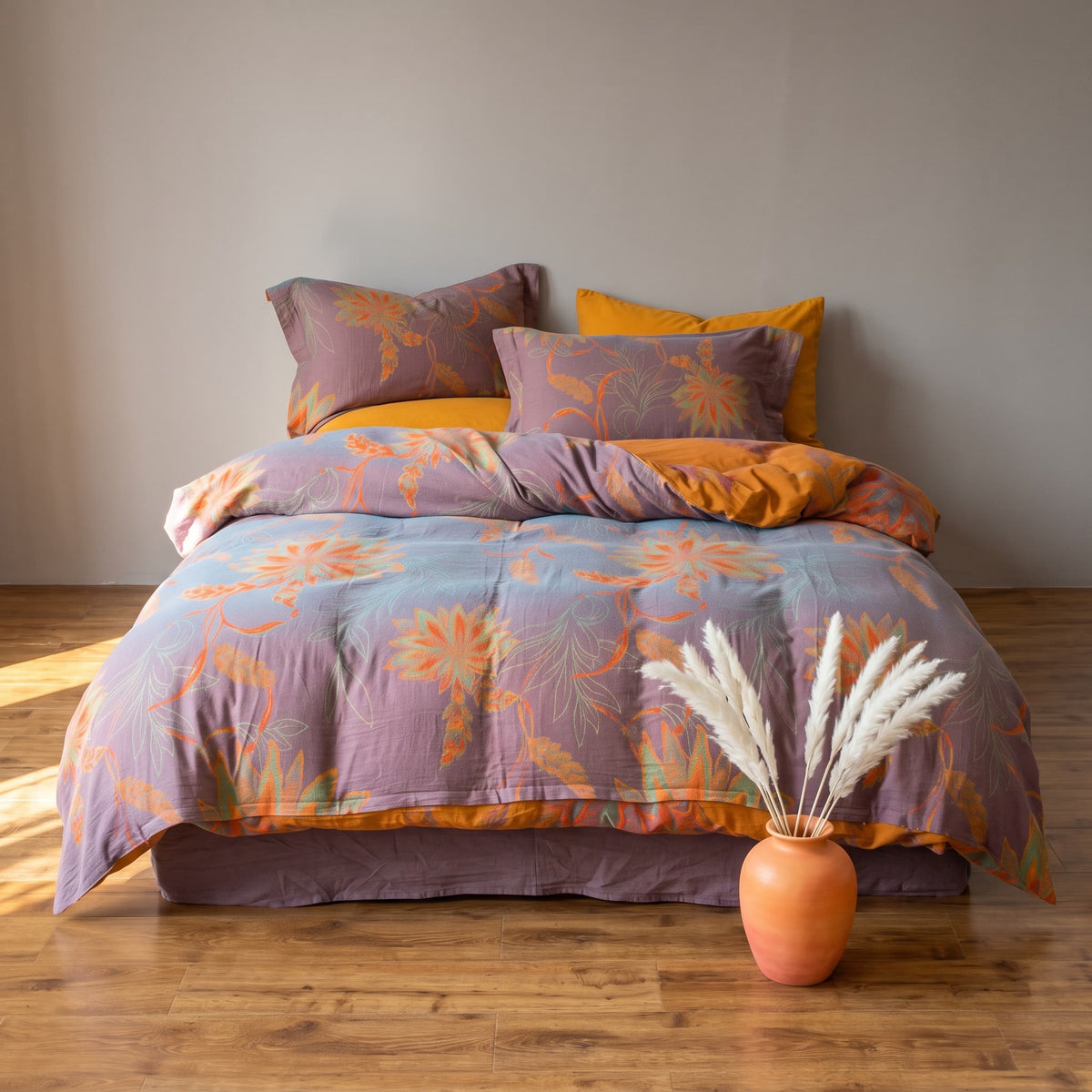 Vintage-Bettwäsche-Set aus Baumwollgaze mit Blumenmuster - image 9