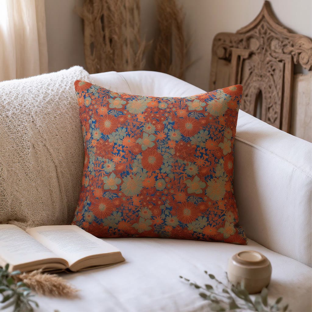 Kissen aus Baumwollgaze mit Vintage-Blumenmuster - Rot - Kissen - image 3