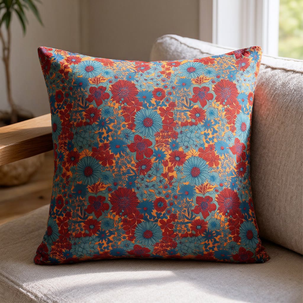 Kissen aus Baumwollgaze mit Vintage-Blumenmuster - Grün - Kissen - image 0