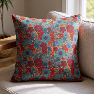 Kissen aus Baumwollgaze mit Vintage-Blumenmuster - Grün - Kissen - image 0