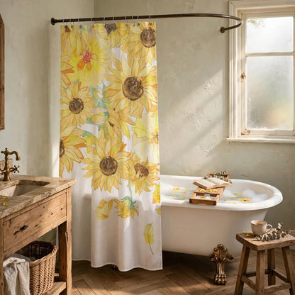 Rustikaler, wasserdichter Duschvorhang mit Sonnenblumenmuster - image 1