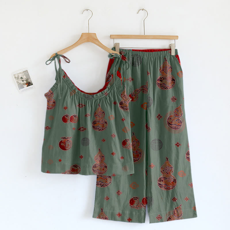 Pyjama-Set aus Baumwolle mit Kürbismuster - Grün - XL - image 3