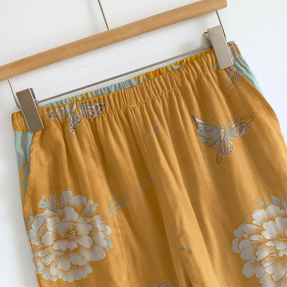 Retro-Loungewear-Set aus Baumwolle mit Pfingstrosen- und Schmetterlingsmotiv - image 2