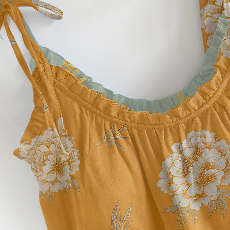 Retro-Loungewear-Set aus Baumwolle mit Pfingstrosen- und Schmetterlingsmotiv - image 1