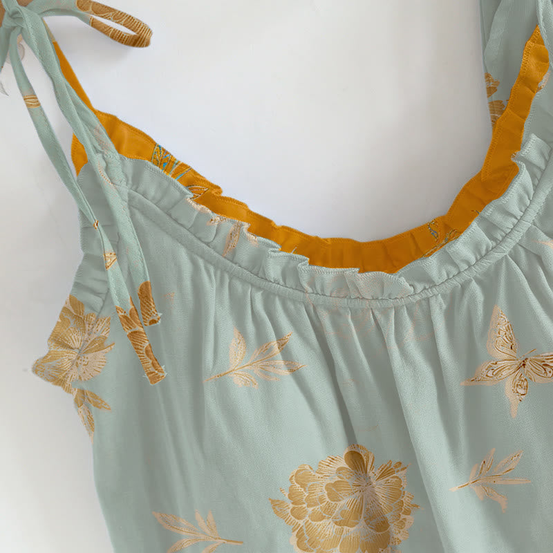 Retro-Loungewear-Set aus Baumwolle mit Pfingstrosen- und Schmetterlingsmotiv - image 4