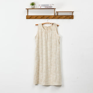 Beiges Nachthemd aus Baumwolle mit Retro-Blumenmuster - Beige - XL - image 0