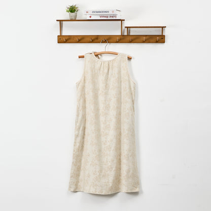 Beiges Nachthemd aus Baumwolle mit Retro-Blumenmuster - image 1