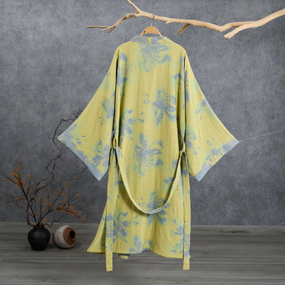 Kimono-Bademantel aus azurblauem Baumwollgaze - image 1
