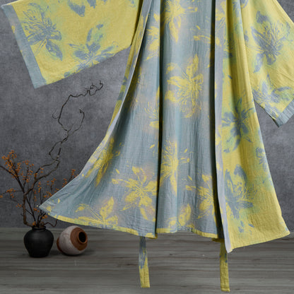 Kimono-Bademantel aus azurblauem Baumwollgaze - image 4
