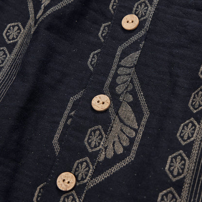 Vintage marineblaues geometrisches Baumwoll-Nachthemd - image 4