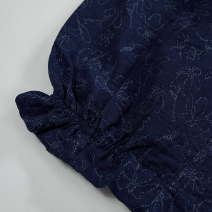 Retro-Loungewear-Set aus marineblauem Baumwoll-Tanktop mit Blumenmuster - image 8