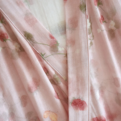Kimono-Bademantel aus Baumwolle mit rosa Beeren- und Blumenmuster - image 4