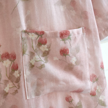 Kimono-Bademantel aus Baumwolle mit rosa Beeren- und Blumenmuster - image 6
