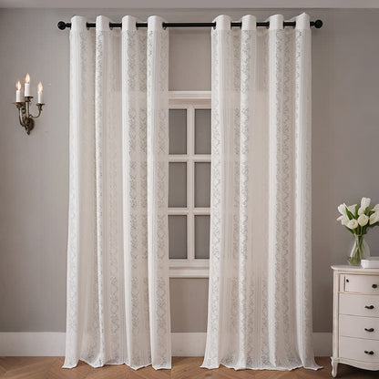 Vertikal gestreifter, lichtdurchlässiger Ösen-Fenstervorhang - image 1