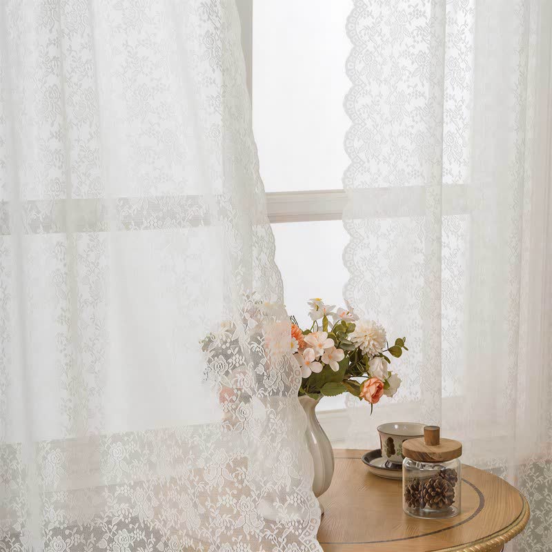 Ösen-Top, luftiger Voile-Spitzen-Vorhang - image 8