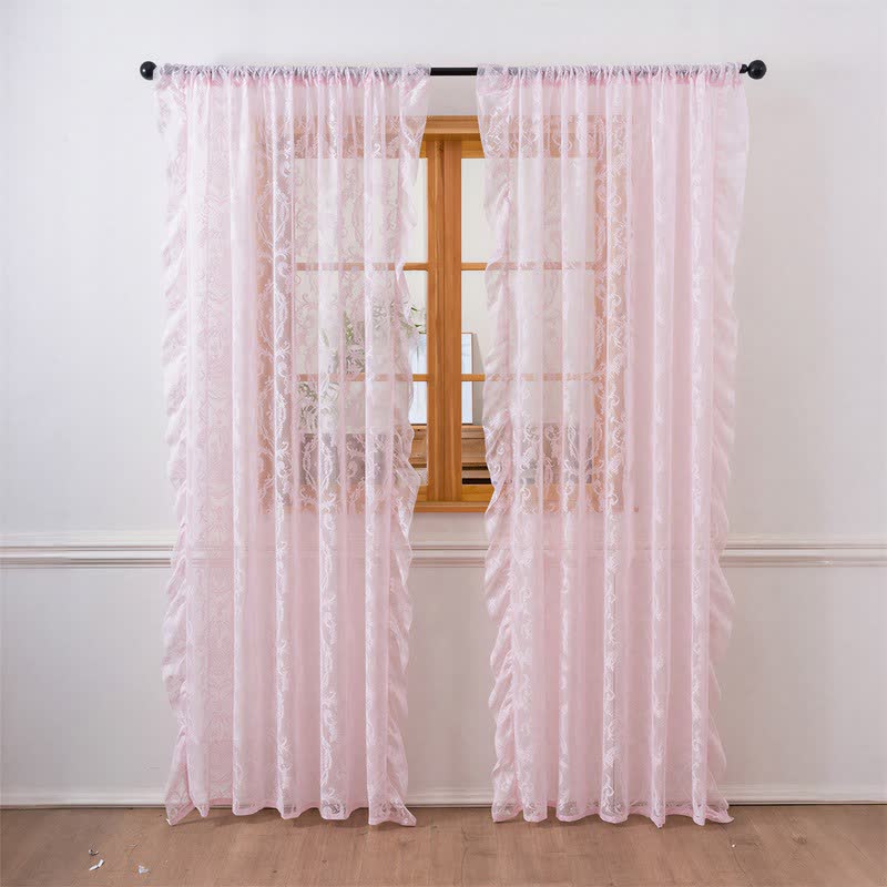 Fenstervorhang mit Rüschenrand und Lichtfilterung - Rosa - 51 Zoll breit x 108 Zoll L - image 18