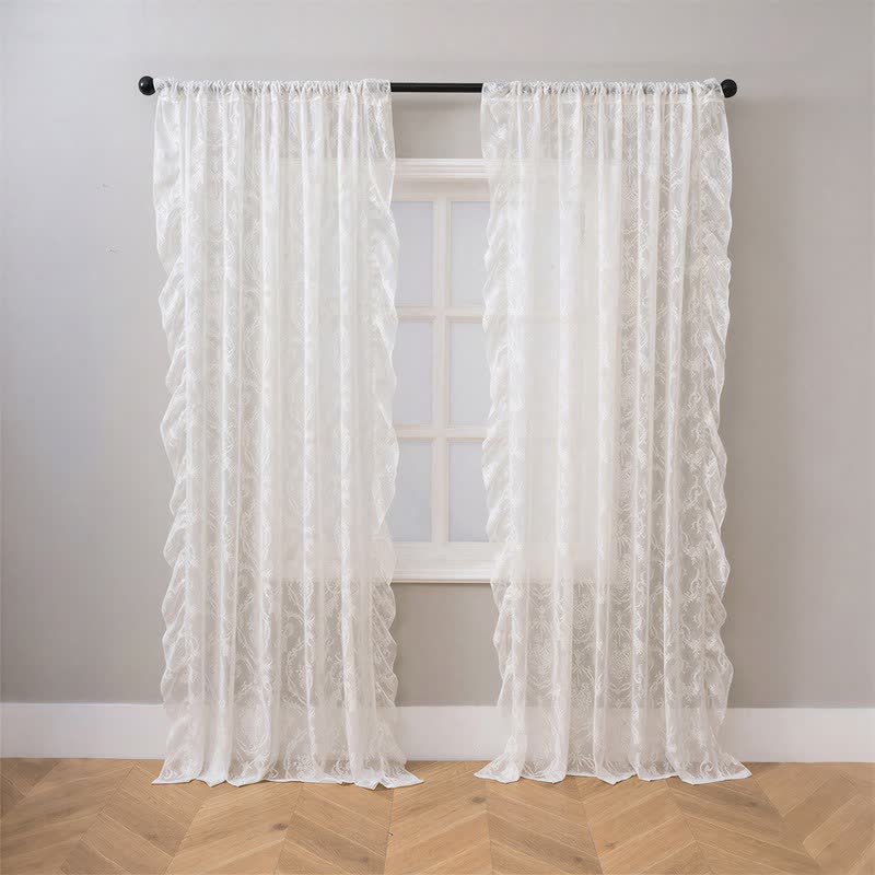 Fenstervorhang mit Rüschenrand und Lichtfilterung - Weiß - 51 Zoll breit x 108 Zoll L - image 13