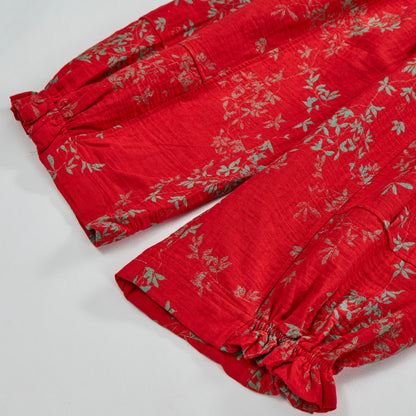 Rote Loungewear-Hose aus Baumwolle mit Blumenmuster - image 4