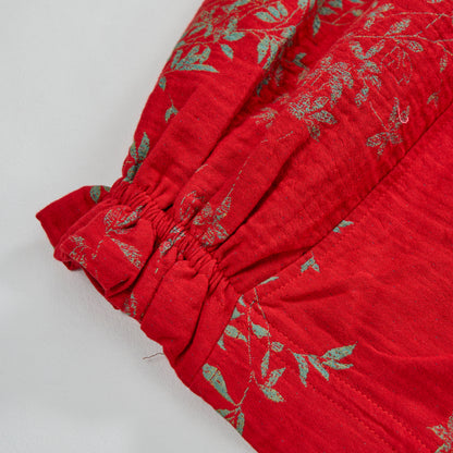 Rote Loungewear-Hose aus Baumwolle mit Blumenmuster - image 5