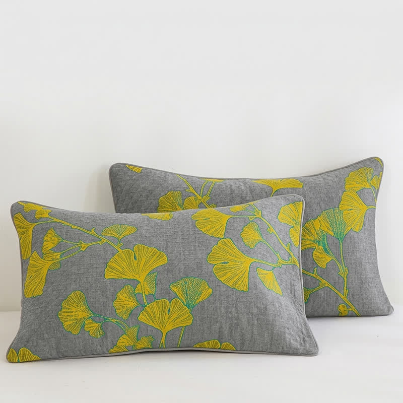 Wende-Steppdecke aus Baumwolle mit Retro-Gartenblumenmuster - Hellgrau - 2 Kissenbezüge - 51cm × 91cm - image 6