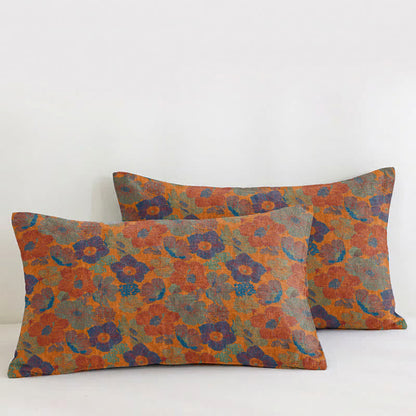 Vintage-Wende-Steppdecke aus Baumwolle mit mehrfarbigem Blumenmuster - Orange - 2 Kissenbezüge - 51cm x 91cm - image 6