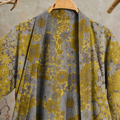 Retro-Bademantel aus Baumwolle mit dezentem Blumenmuster - image 2