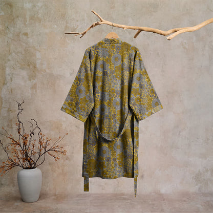 Retro-Bademantel aus Baumwolle mit dezentem Blumenmuster - image 1