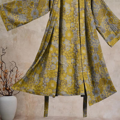 Retro-Bademantel aus Baumwolle mit dezentem Blumenmuster - image 3