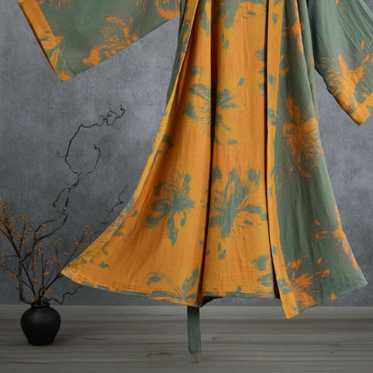 Wendbarer Kimono-Bademantel aus Baumwolle mit Vintage-Blumenmuster - image 3