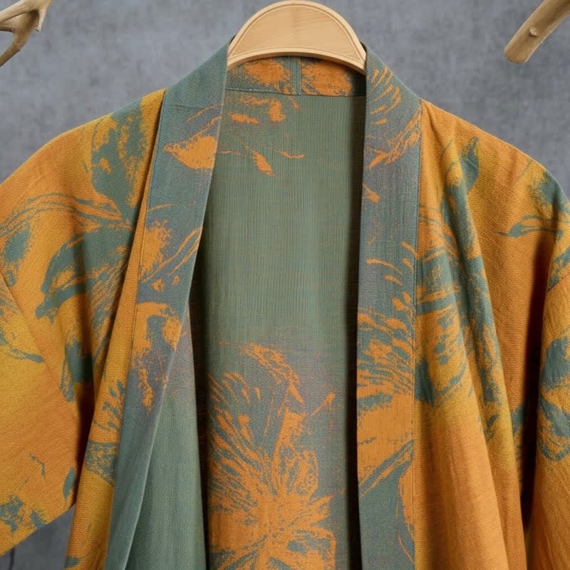 Wendbarer Kimono-Bademantel aus Baumwolle mit Vintage-Blumenmuster - image 5
