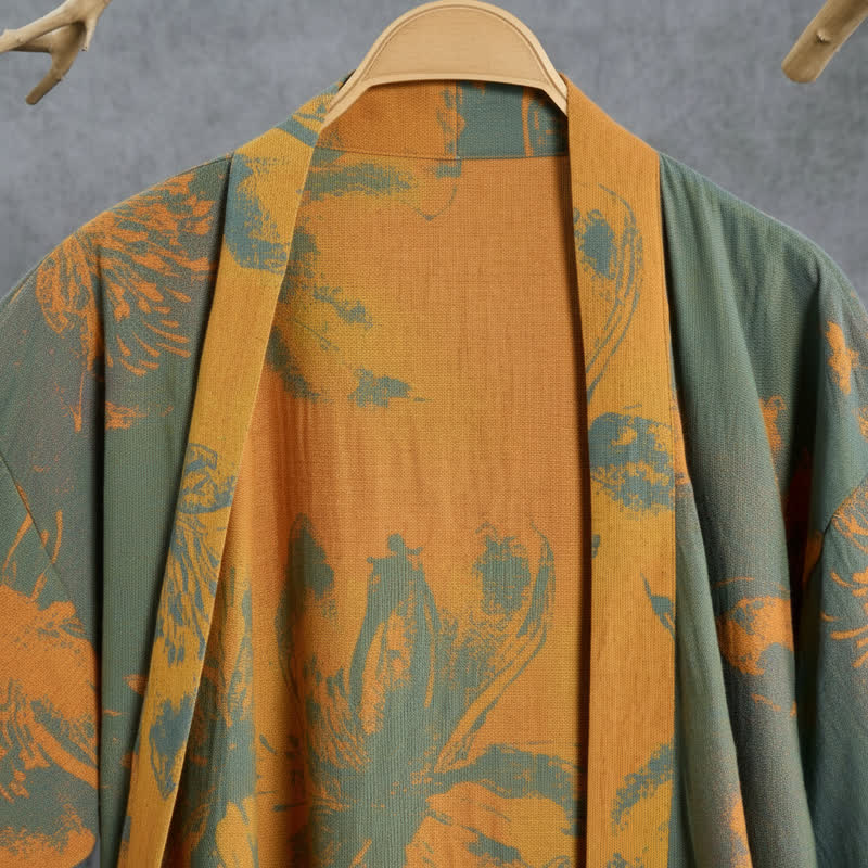 Wendbarer Kimono-Bademantel aus Baumwolle mit Vintage-Blumenmuster - image 1
