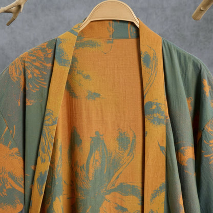 Wendbarer Kimono-Bademantel aus Baumwolle mit Vintage-Blumenmuster - image 1