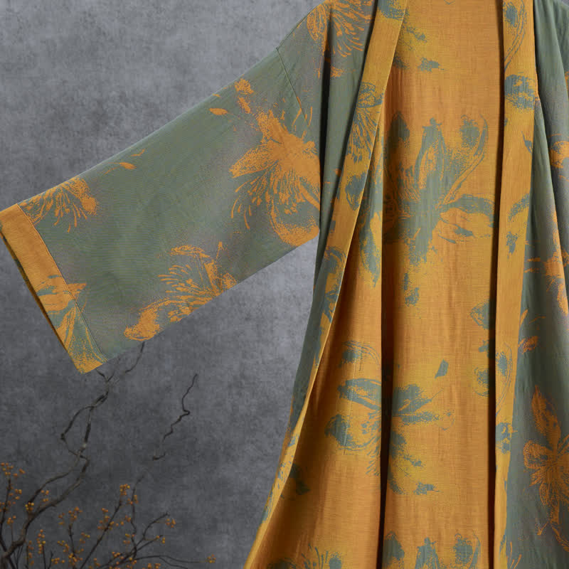 Wendbarer Kimono-Bademantel aus Baumwolle mit Vintage-Blumenmuster - image 2