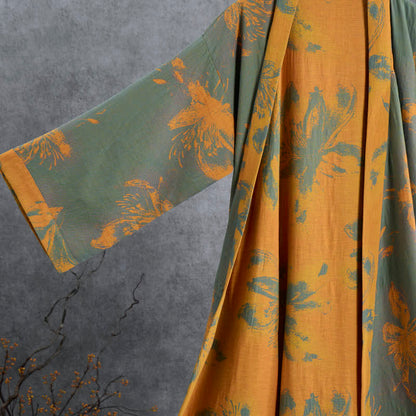 Wendbarer Kimono-Bademantel aus Baumwolle mit Vintage-Blumenmuster - image 2