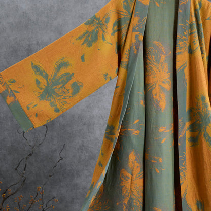 Wendbarer Kimono-Bademantel aus Baumwolle mit Vintage-Blumenmuster - image 6