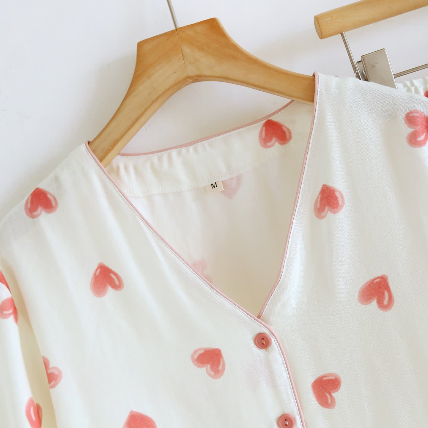 Loungewear-Set aus Baumwollgaze mit Herzmuster (3-teilig) - image 1