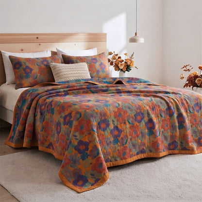 Vintage-Wende-Steppdecke aus Baumwolle mit mehrfarbigem Blumenmuster - image 1