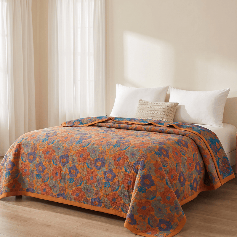 Vintage-Wende-Steppdecke aus Baumwolle mit mehrfarbigem Blumenmuster - image 2