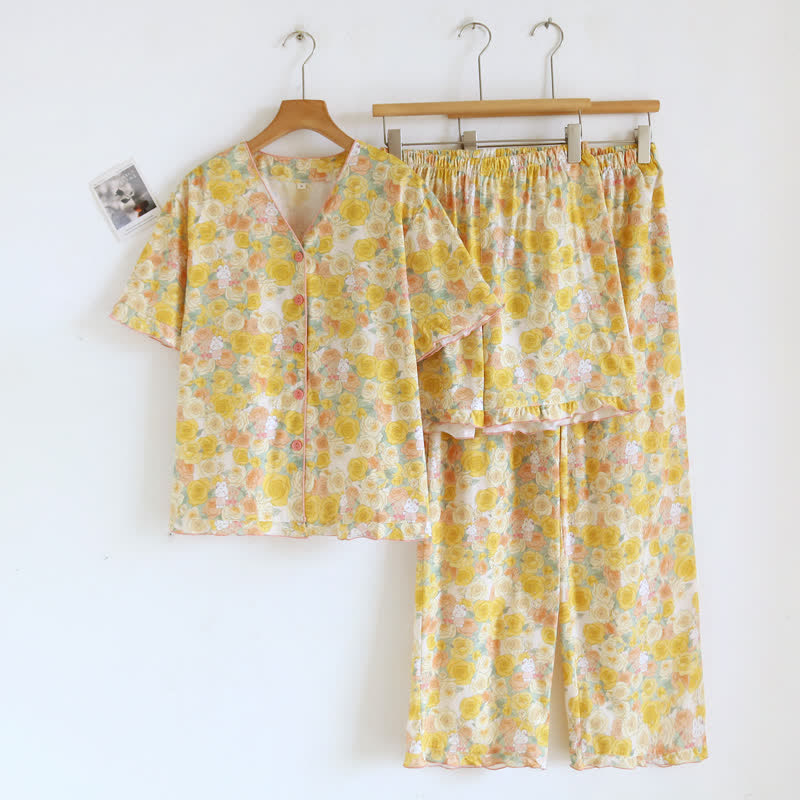 3-teiliges Loungewear-Set aus Baumwolle von Yellow Rose - Gelb - XL - image 0