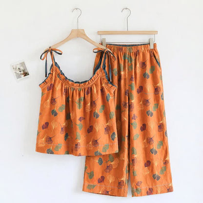 Ginkgo Pyjama-Set mit Camisole-Top und Hose - Orange & Blau - XL - image 7