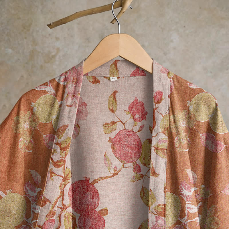 Kimono-Bademantel aus Baumwolle mit botanischem Granatapfelmuster - image 2