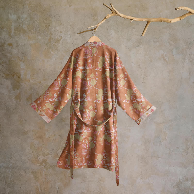 Kimono-Bademantel aus Baumwolle mit botanischem Granatapfelmuster - image 1