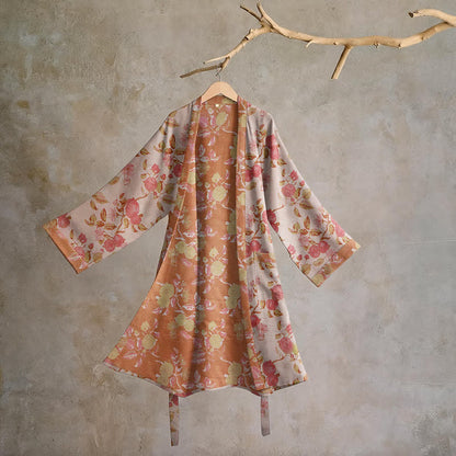 Kimono-Bademantel aus Baumwolle mit botanischem Granatapfelmuster - Rot & Grün - 2XL - image 6