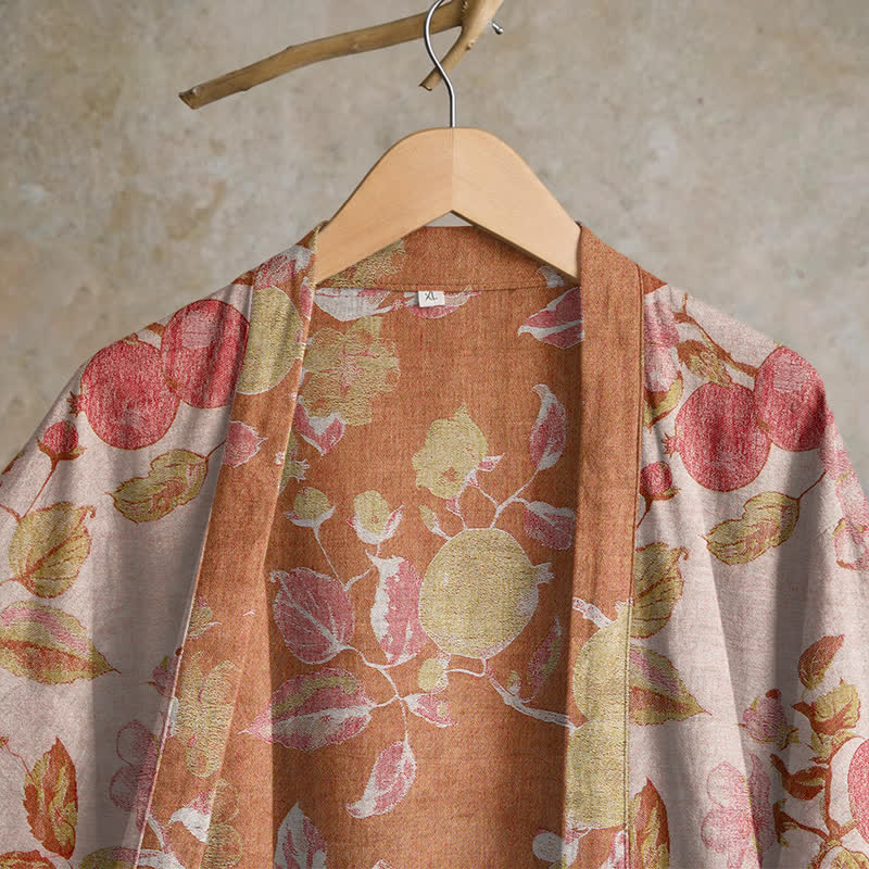 Kimono-Bademantel aus Baumwolle mit botanischem Granatapfelmuster - image 8