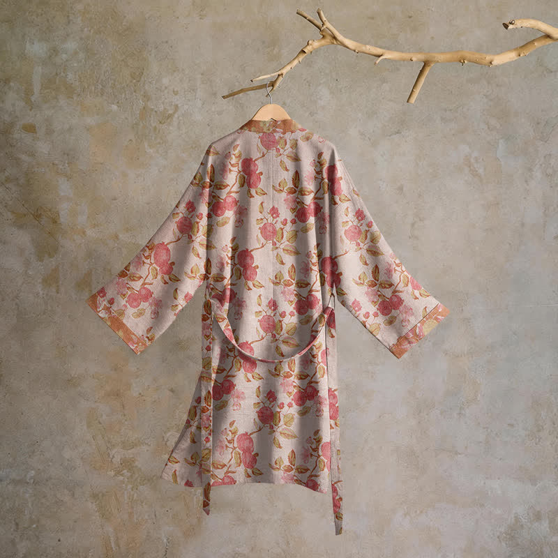 Kimono-Bademantel aus Baumwolle mit botanischem Granatapfelmuster - image 7