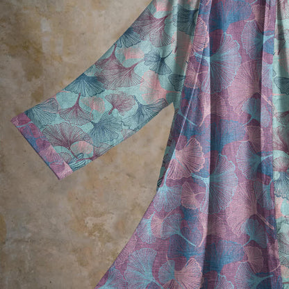 Traumhafter Kimono-Bademantel aus Baumwolle mit Ginkgoblattmuster - image 3