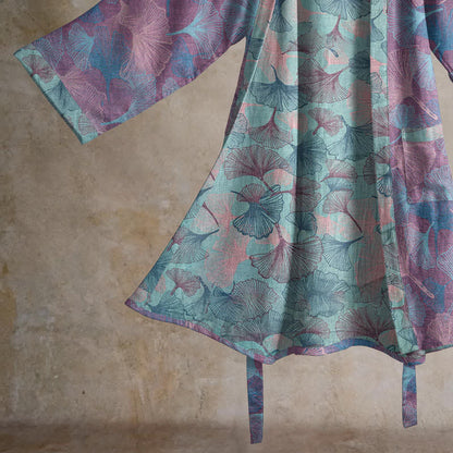 Traumhafter Kimono-Bademantel aus Baumwolle mit Ginkgoblattmuster - image 10