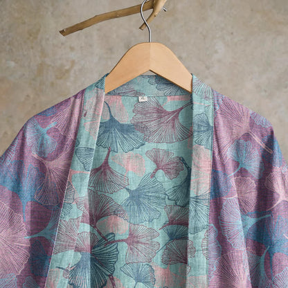 Traumhafter Kimono-Bademantel aus Baumwolle mit Ginkgoblattmuster - image 8