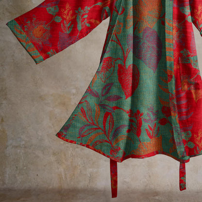 Retro-Baumwollkimono mit Blatt-Jacquardmuster - image 4